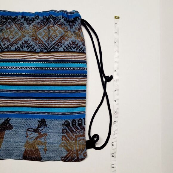 Hecho En Bolivia Official AGUAYO Handmade Drawstring Backpack 15x13 NWOT UNISEX - Picture 6 of 6